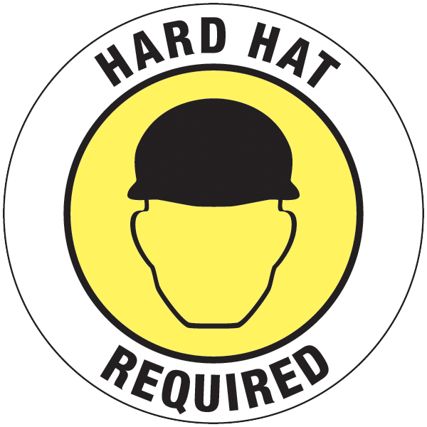 Hard Hat Required Floor Graphic - 17 Inch