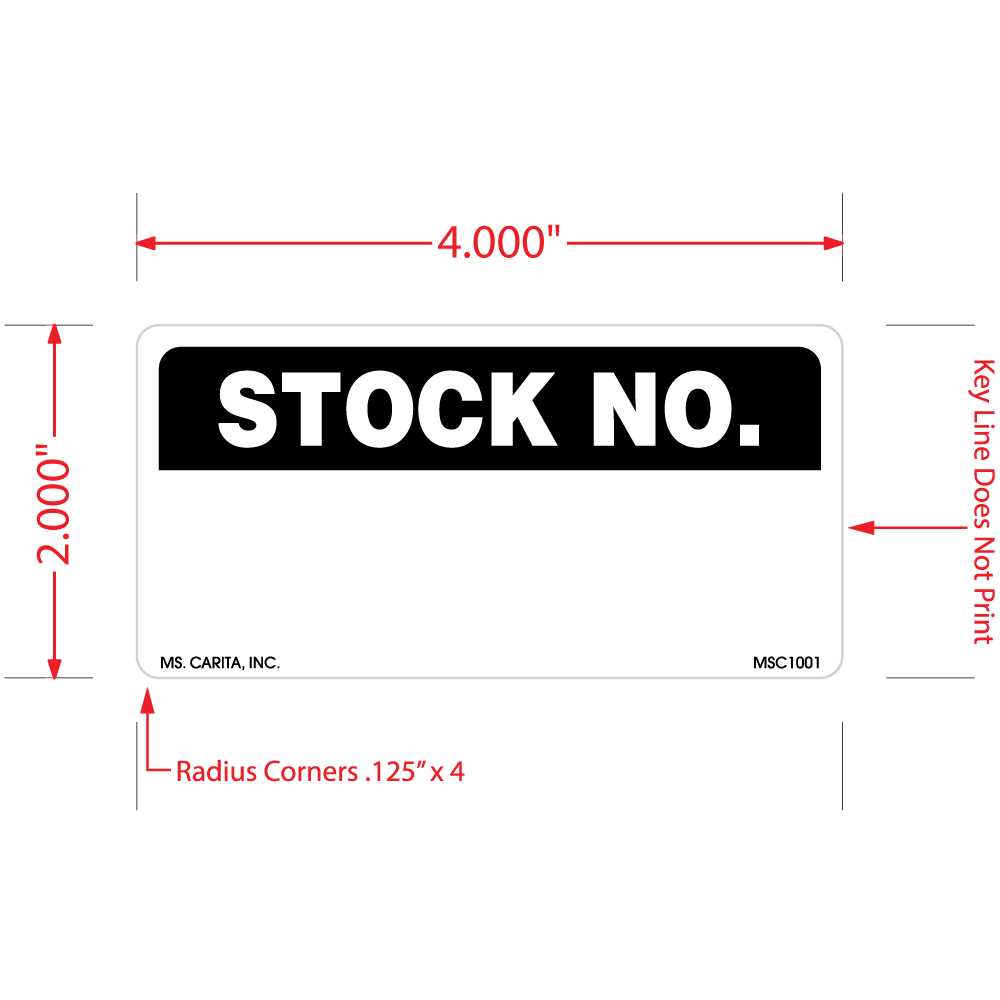 Stock Number Labels, 2 Inch x 4 Inch, 500 per Roll