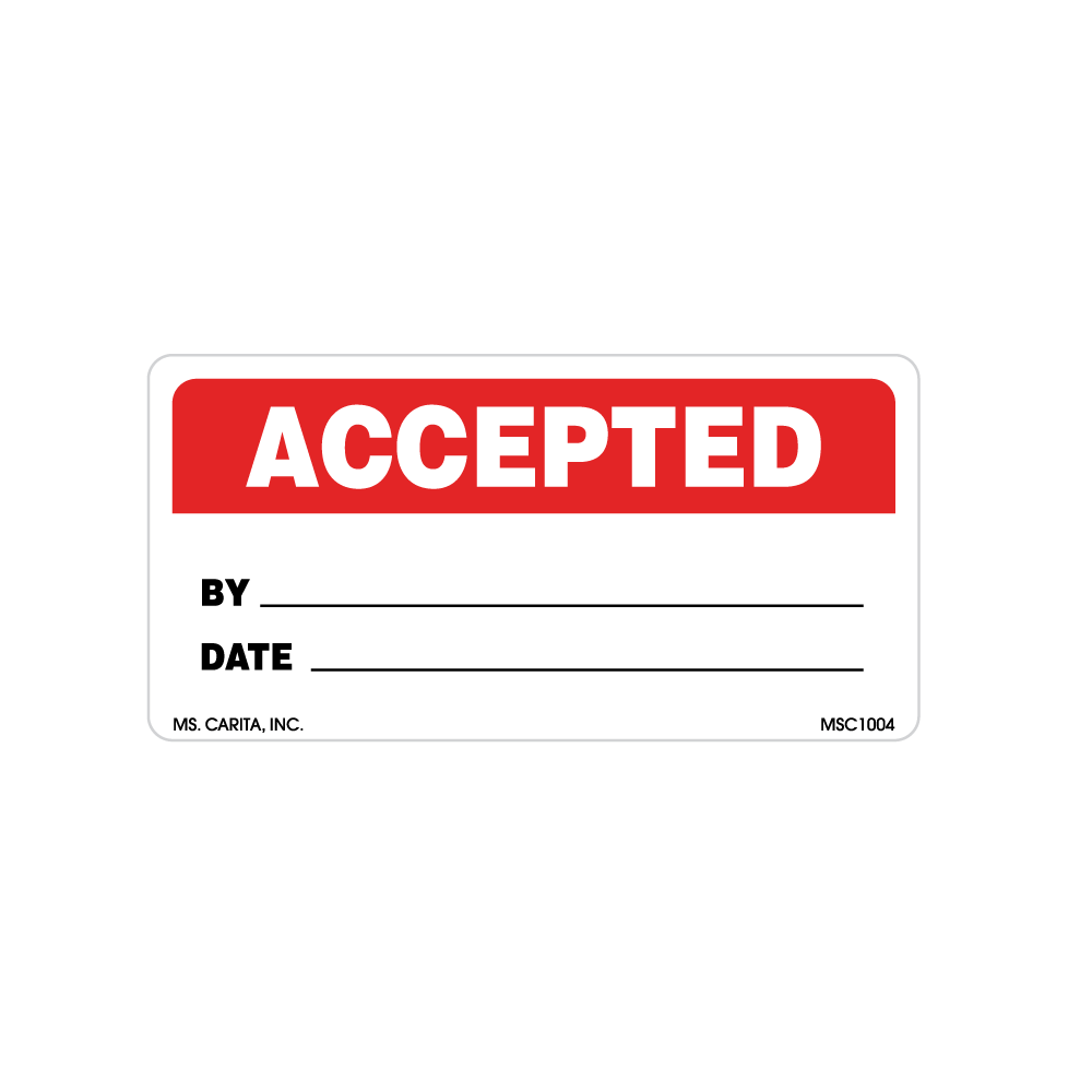 Red Accepted Labels, 2 Inch x 4 Inch, 1000 per Roll
