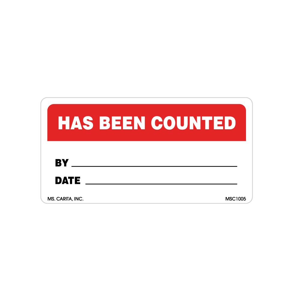 Has Been Counted Labels, 2 Inches x 4 Inches, 500 per Roll