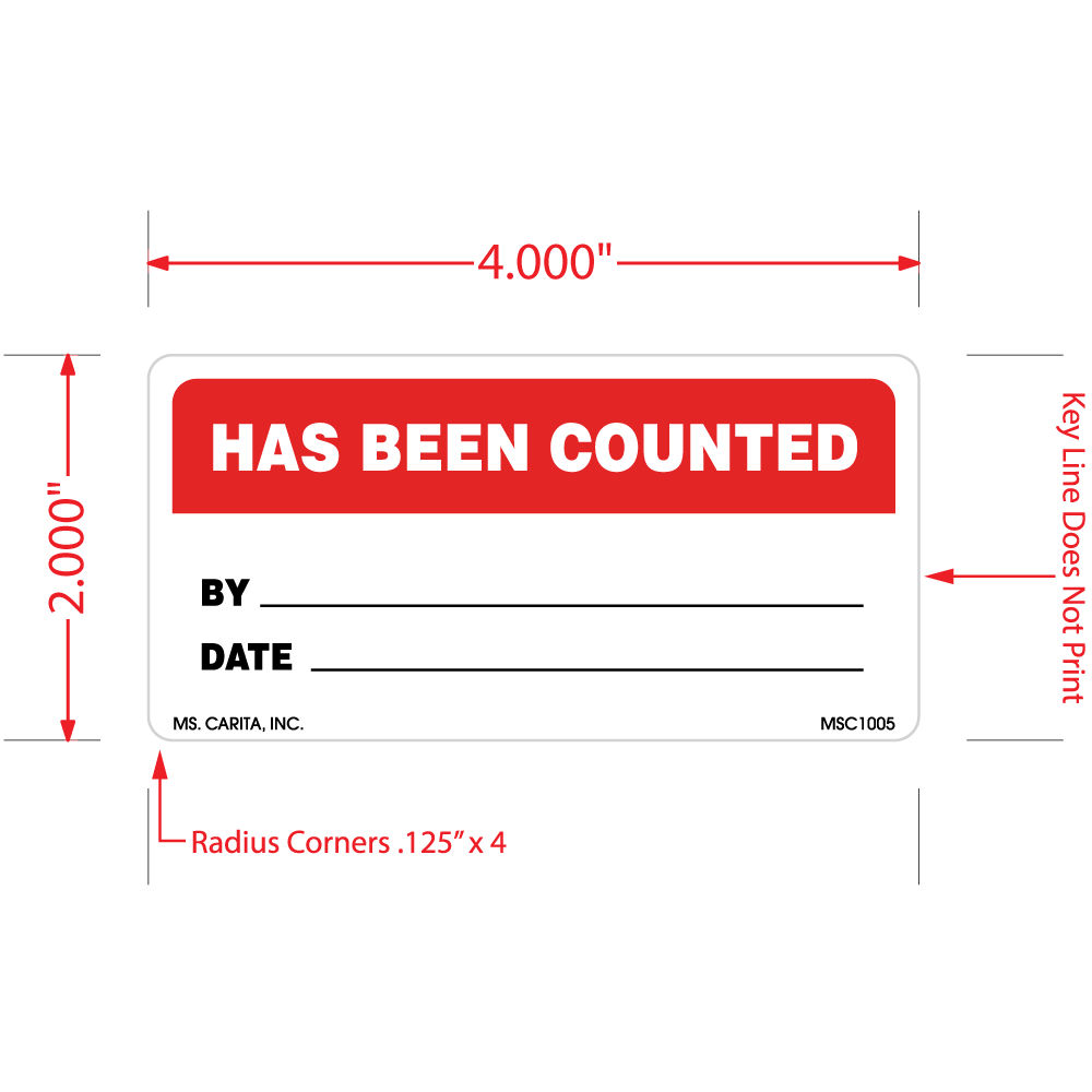 Has Been Counted Labels, 2 Inches x 4 Inches, 500 per Roll