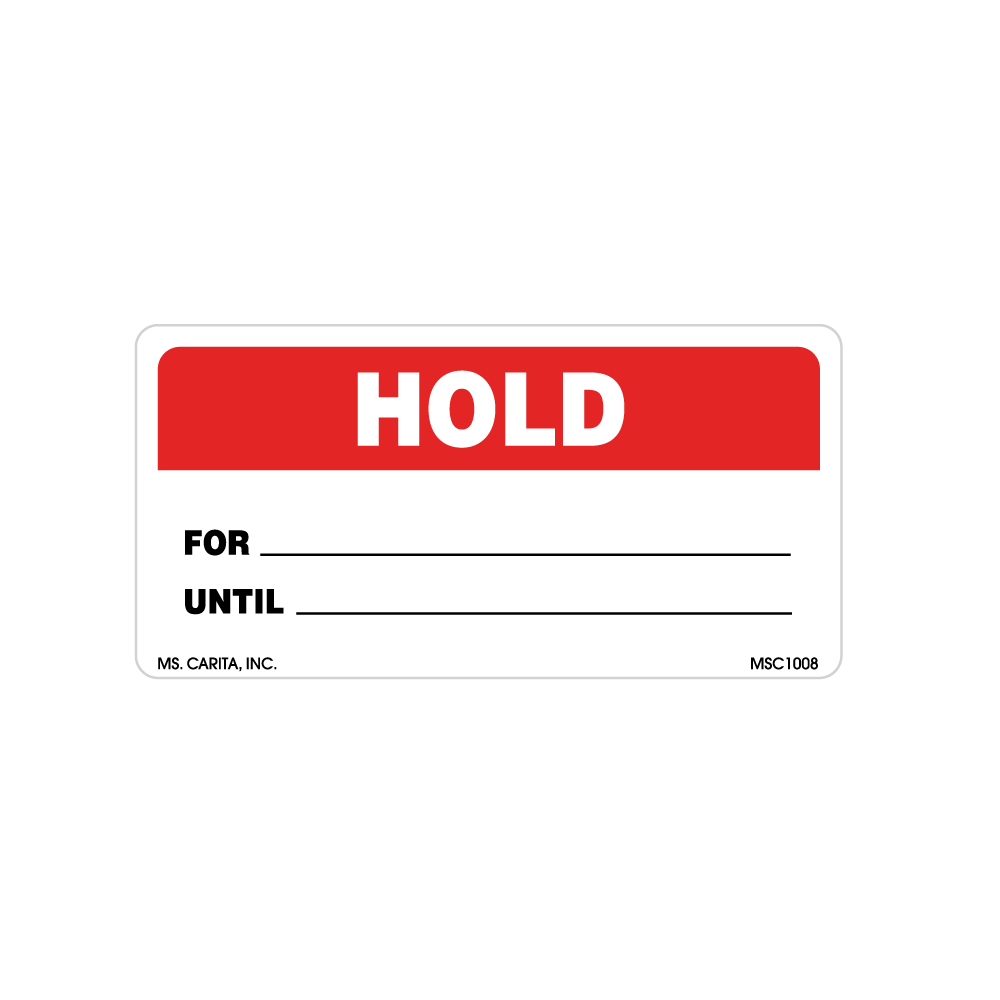 Red Hold Labels , 2 Inch x 4 Inch, 500 per Roll