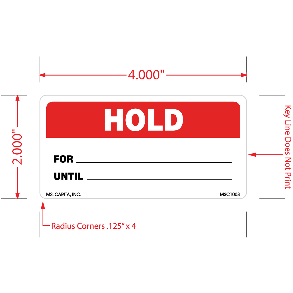 Red Hold Labels , 2 Inch x 4 Inch, 500 per Roll