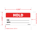 Red Hold Labels , 2 Inch x 4 Inch, 500 per Roll