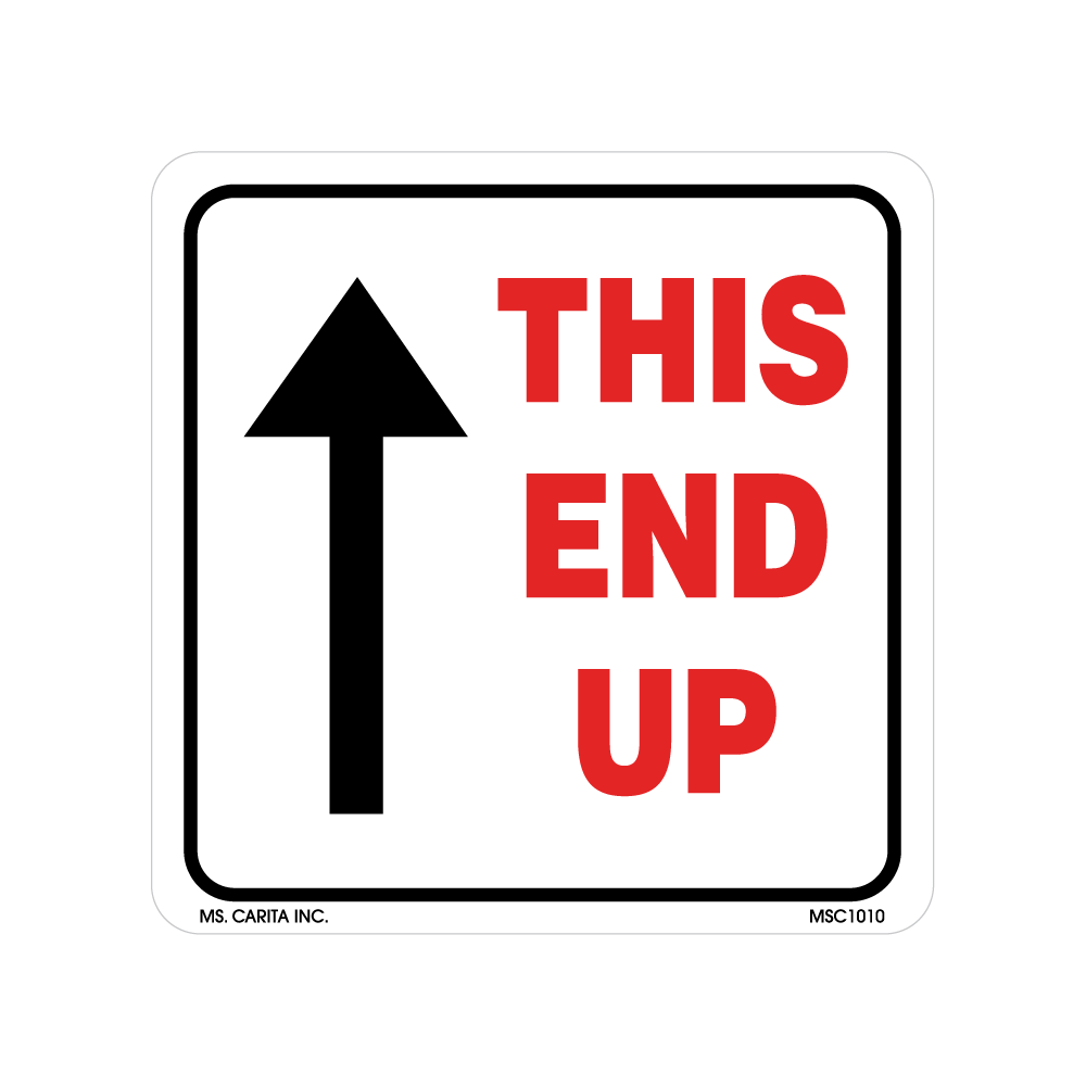 This End Up Labels, 4 Inch x 4 Inch, 500 per Roll