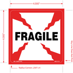 Fragile Labels, 4 Inch x 4 Inch, 500 per Roll