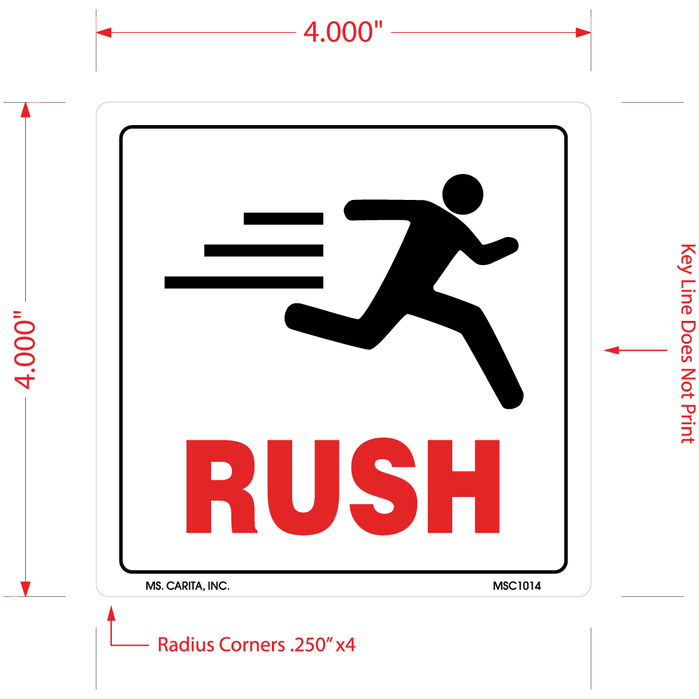 Rush Labels, 4 Inch x 4 Inch, 500 per Roll