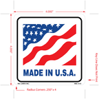 Made in the U.S.A Labels, 4 Inch x 4 Inch, 500 per Roll