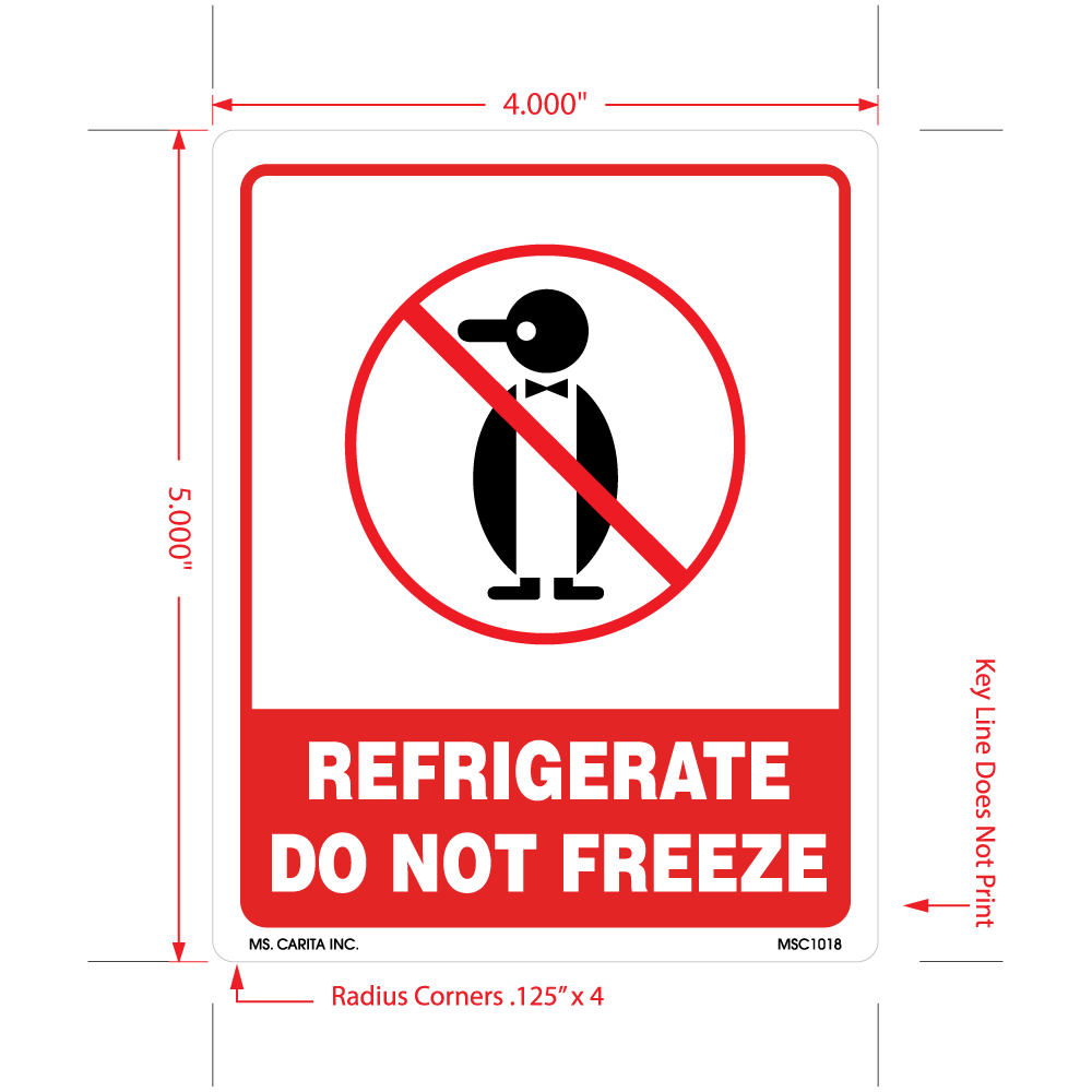 Refrigerate Do Not Freeze Labels, 5  Inch x 4 Inch, 500 per Roll