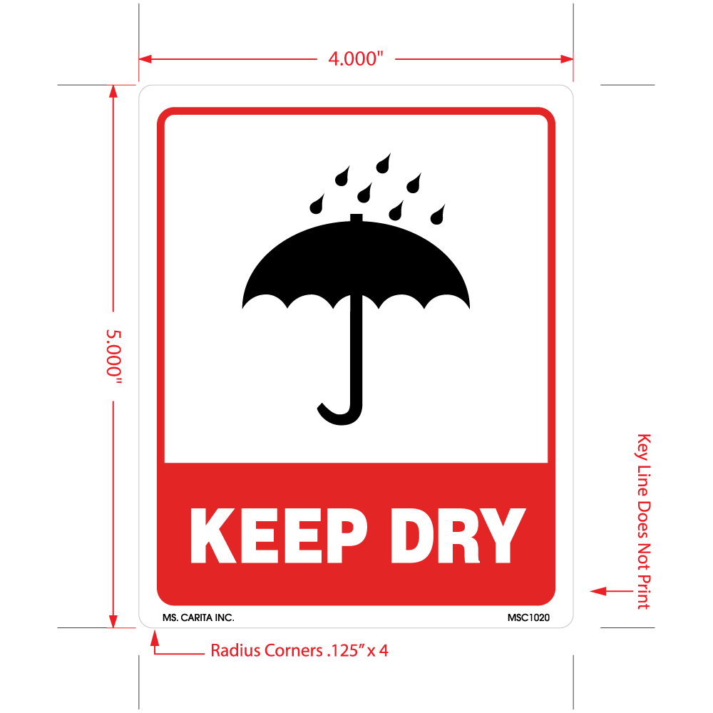 Keep Dry Labels, 5 Inch x 4 Inch, 500 per Roll
