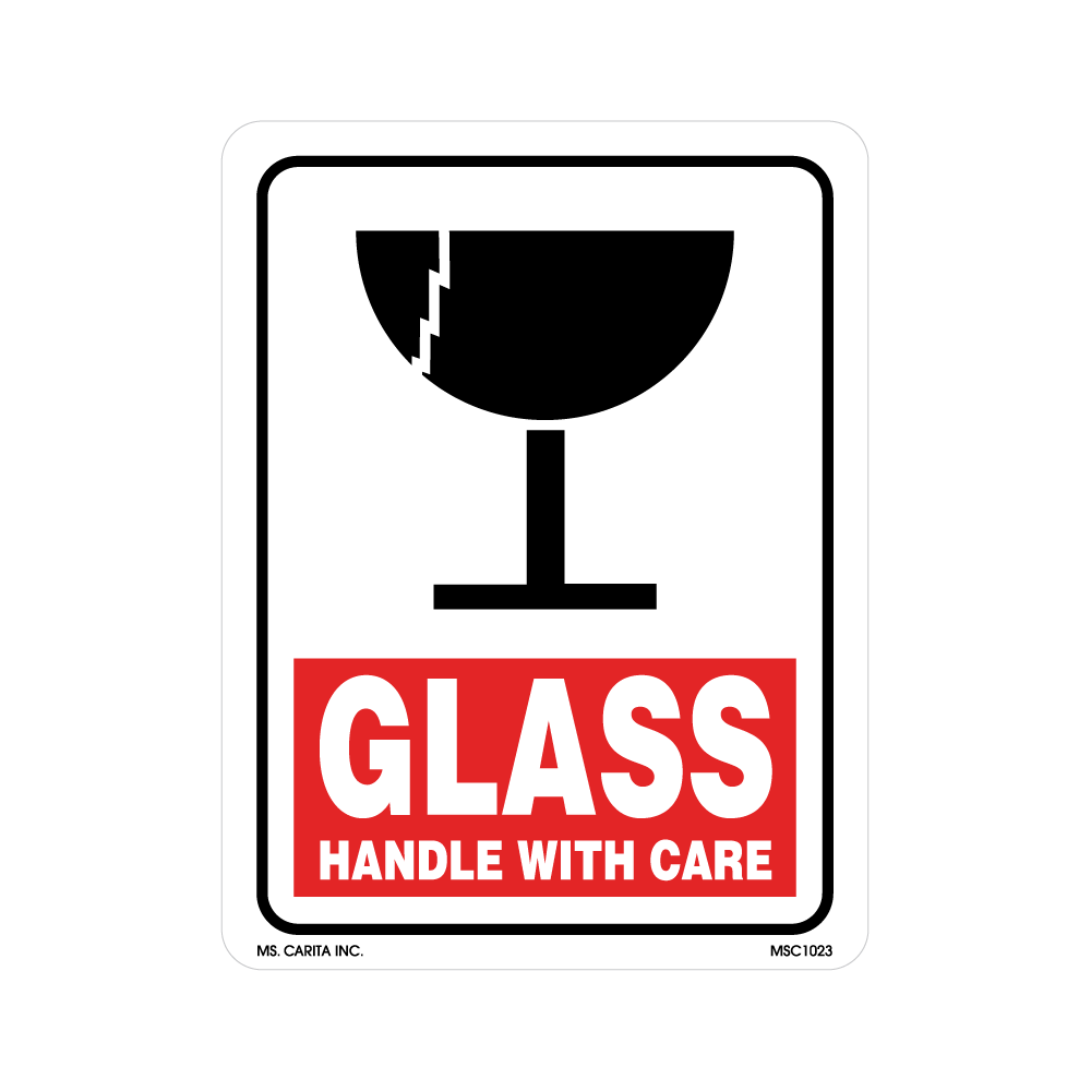 Glass Handle with Care Labels, 5.25 Inch x 4 Inch, 500 per Roll