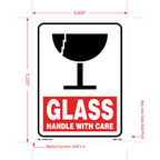 Glass Handle with Care Labels, 5.25 Inch x 4 Inch, 500 per Roll