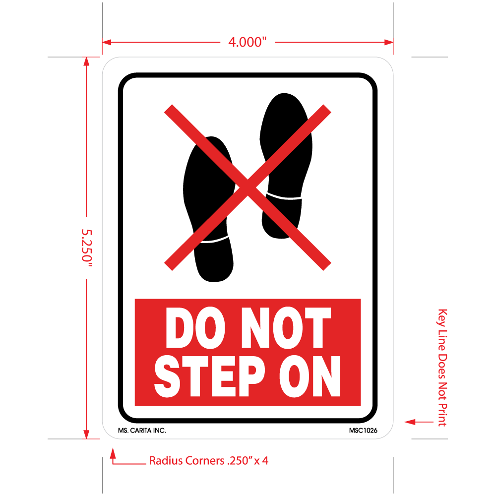Do Not Step Sticker Decal, 5.25 Inch x 4 Inch