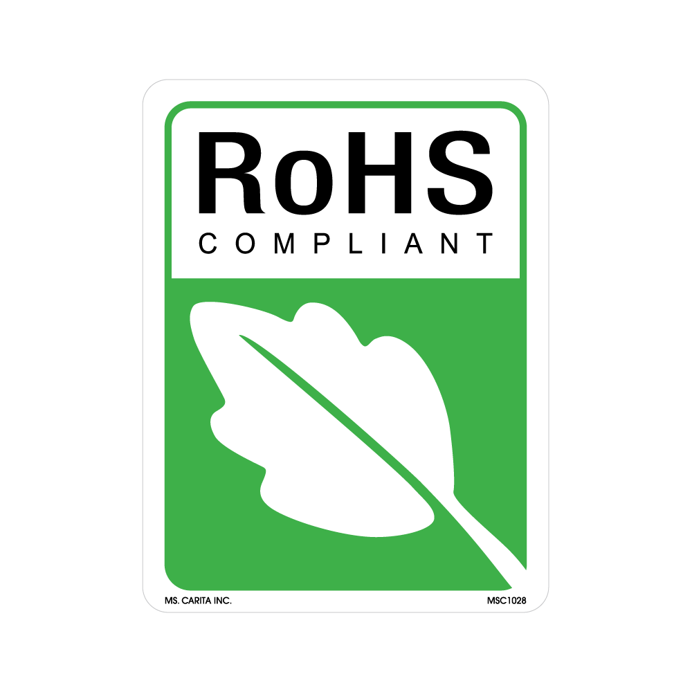 RoHS Compliant Labels with Leaf Mark, 5.25 Inch x 4 inch, 500 per Roll