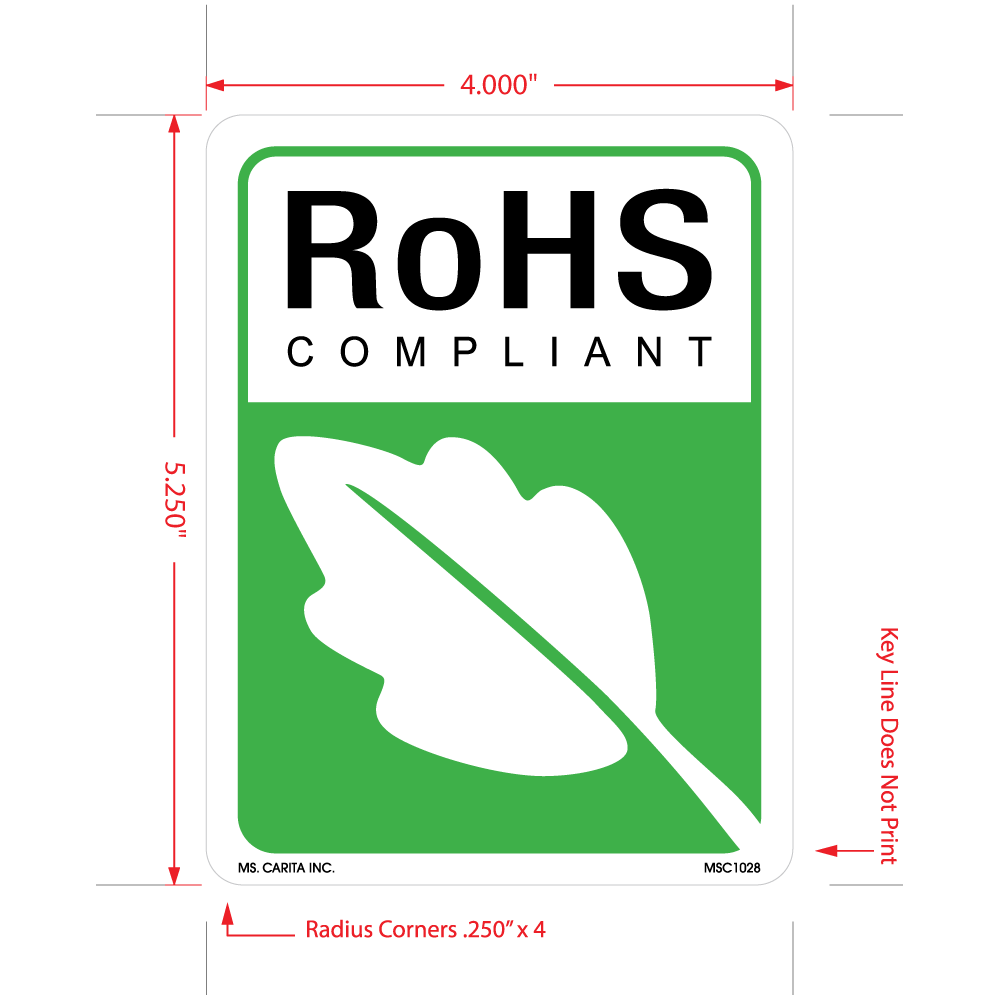 RoHS Compliant Labels with Leaf Mark, 5.25 Inch x 4 inch, 500 per Roll