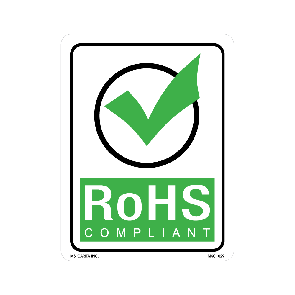 RoHS Compliant Labels with Check Mark, 5.25 Inch x 4 Inch, 500 per Roll