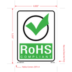 RoHS Compliant Labels with Check Mark, 5.25 Inch x 4 Inch, 500 per Roll