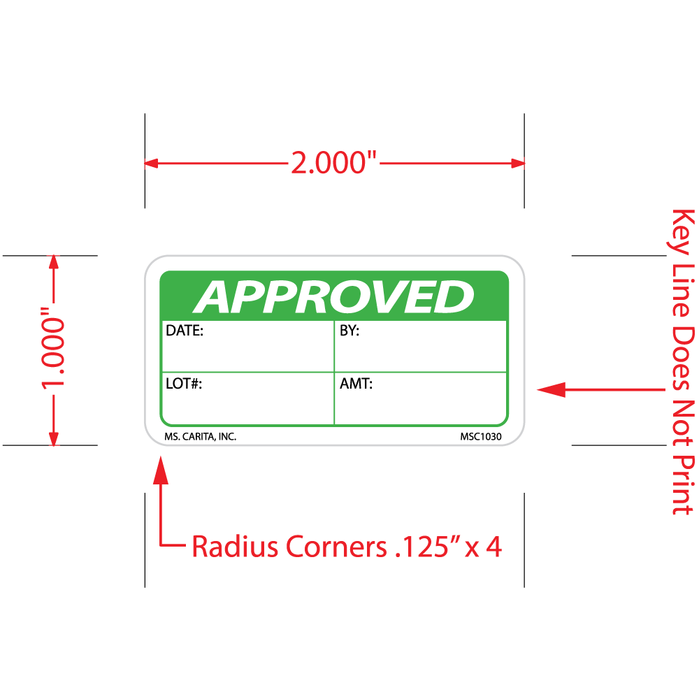 Approved Labels, 1 Inch x 2 Inch, 1000 per Roll
