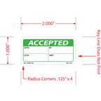 Accepted Labels, 1 Inch x 2 Inch, 1000 per Roll