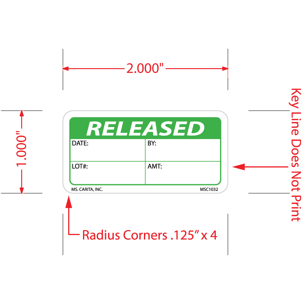 Released Labels, 1 Inch x 2 Inch, 1000 per Roll