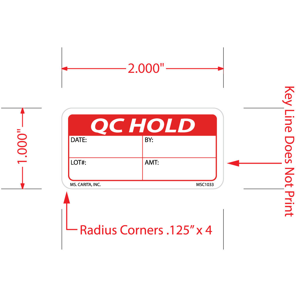 QC Hold Labels, 1 Inch x 2 Inch, 1000 per Roll