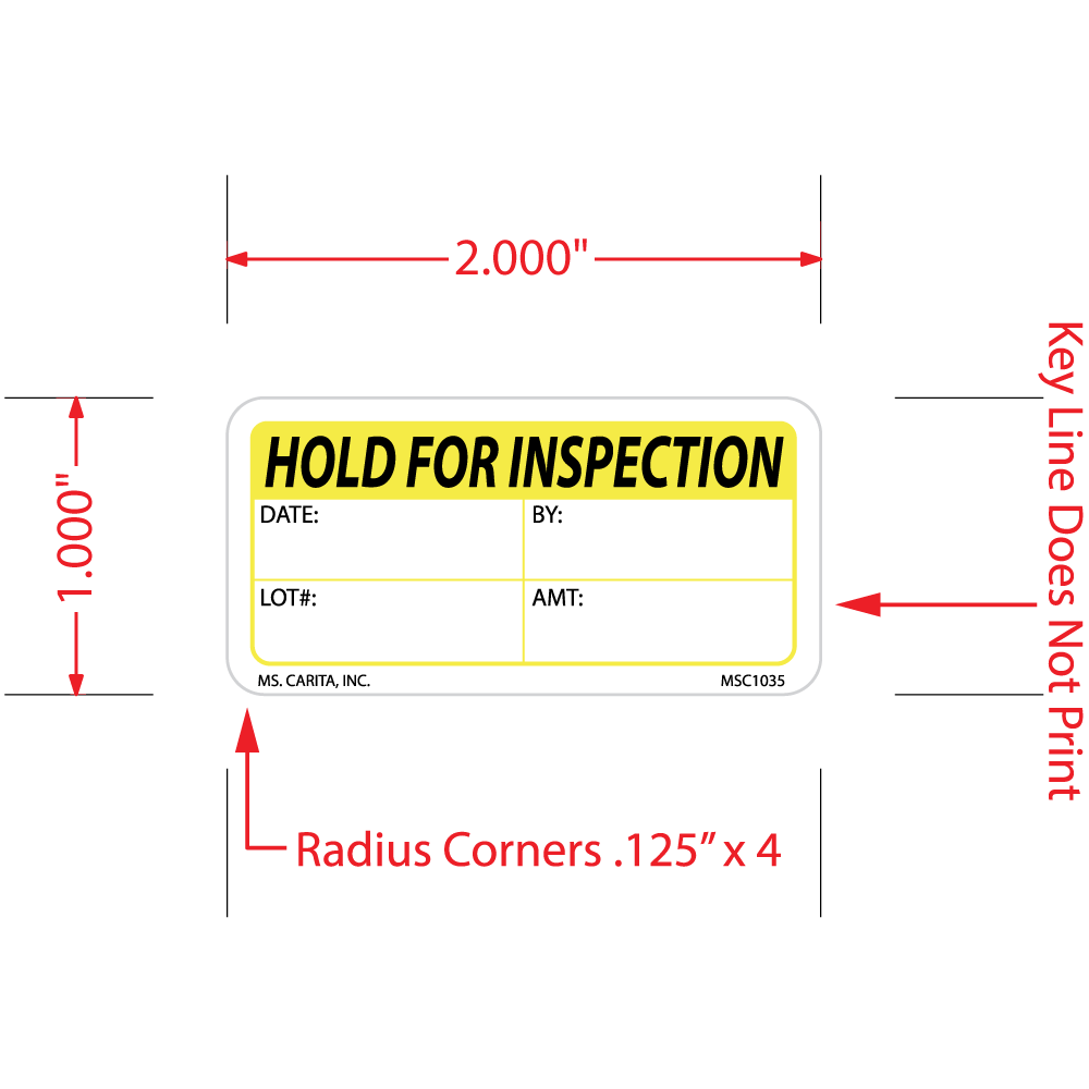 Hold For Inspection Labels, 1 Inch x 2 Inch, 1000 per Roll