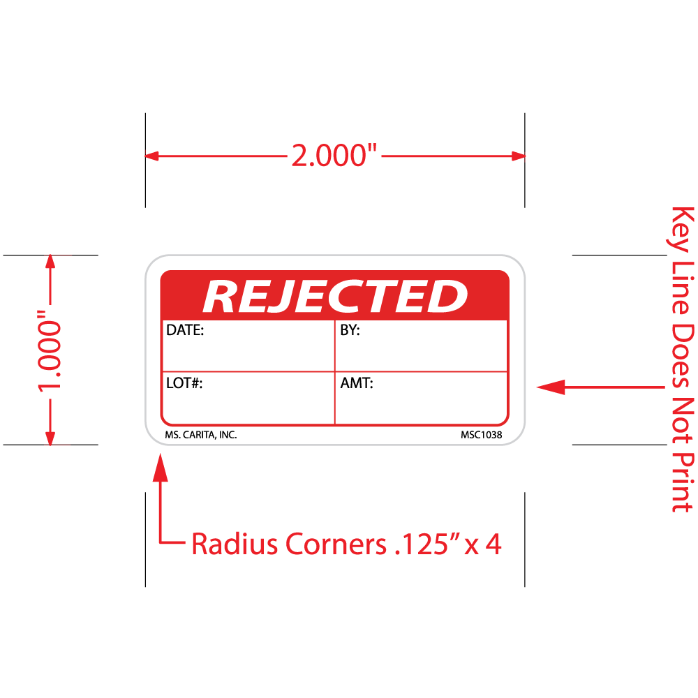 Rejected Labels, 1 Inch x 2 Inch, 1000 per Roll-MSC1038