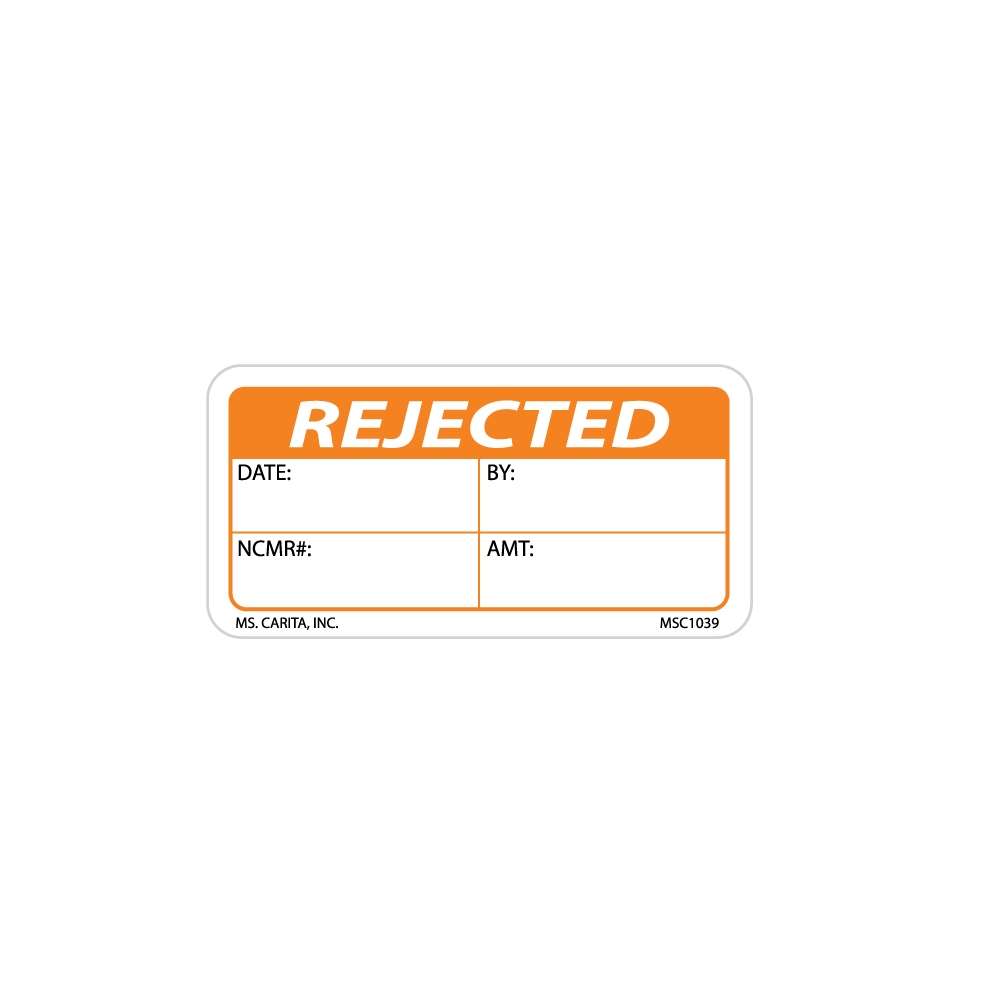 Rejected Labels, 1 Inch x 2 Inch, 1000 per Roll-MSC1039