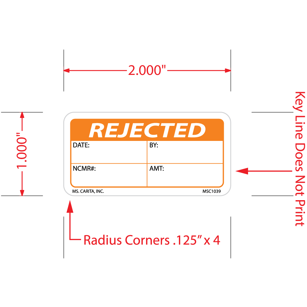 Rejected Labels, 1 Inch x 2 Inch, 1000 per Roll-MSC1039