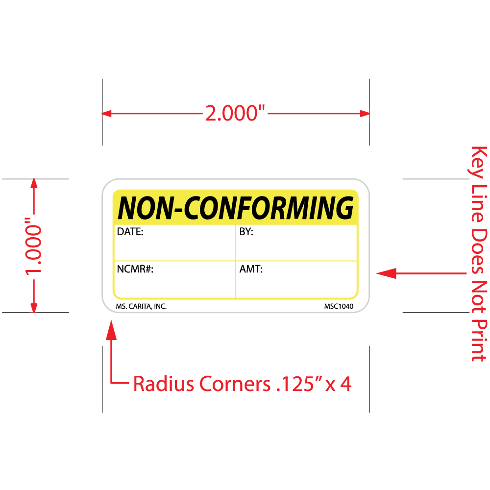 Non-Conforming Labels, 1 Inch x 2 Inch, 1000 per Roll