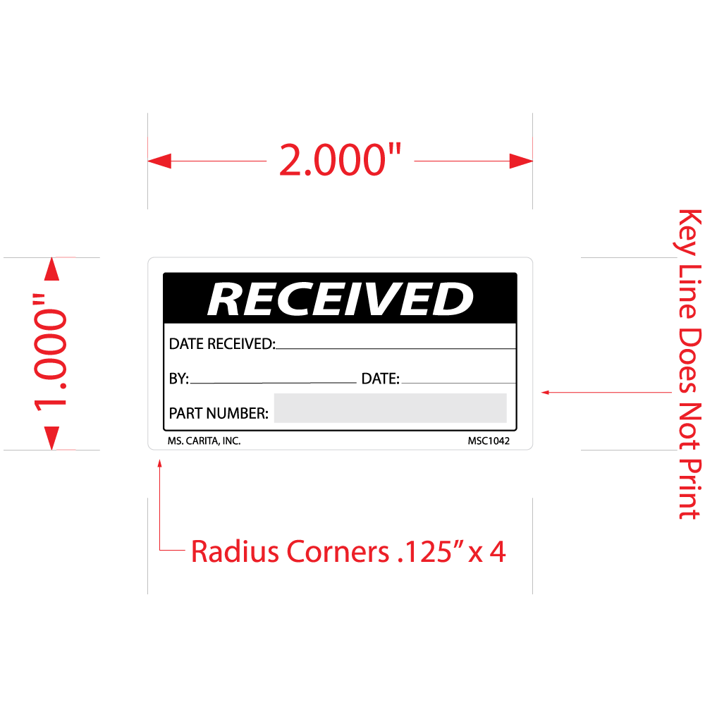 Sample Recieved Label Received Labels, 2 Inch x 4 Inch, 1000 per Roll – Ms. Carita