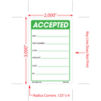 Accepted Labels, 3 Inch x 2 Inch, 500 per Roll