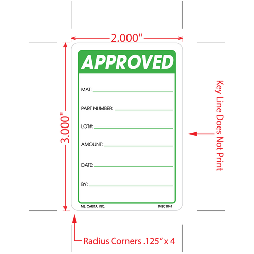Approved Labels, 3 Inch x 2 Inch, 500 per Roll