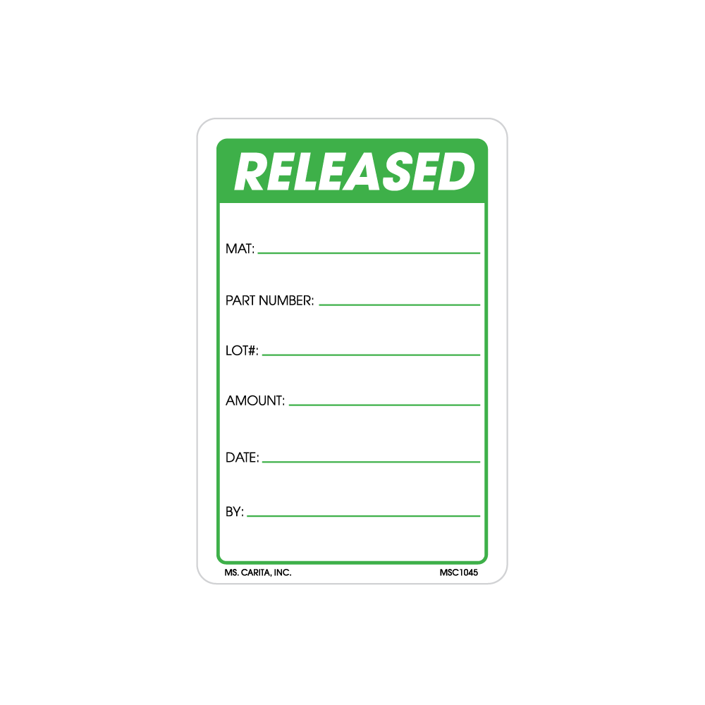 Released Labels, 3 Inch x 2 Inch, 500 per Roll