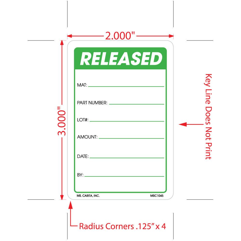 Released Labels, 3 Inch x 2 Inch, 500 per Roll