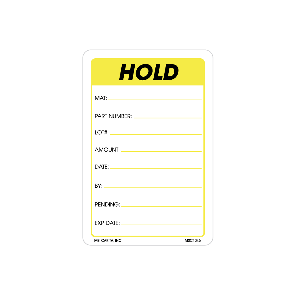 Hold Labels, 3 Inch x 2 Inch, 500 per Roll