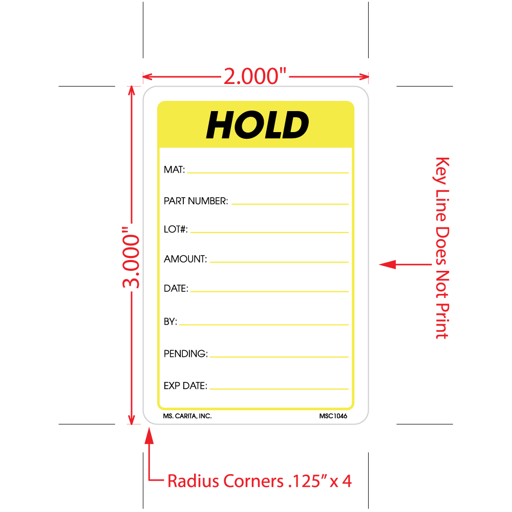 Hold Labels, 3 Inch x 2 Inch, 500 per Roll