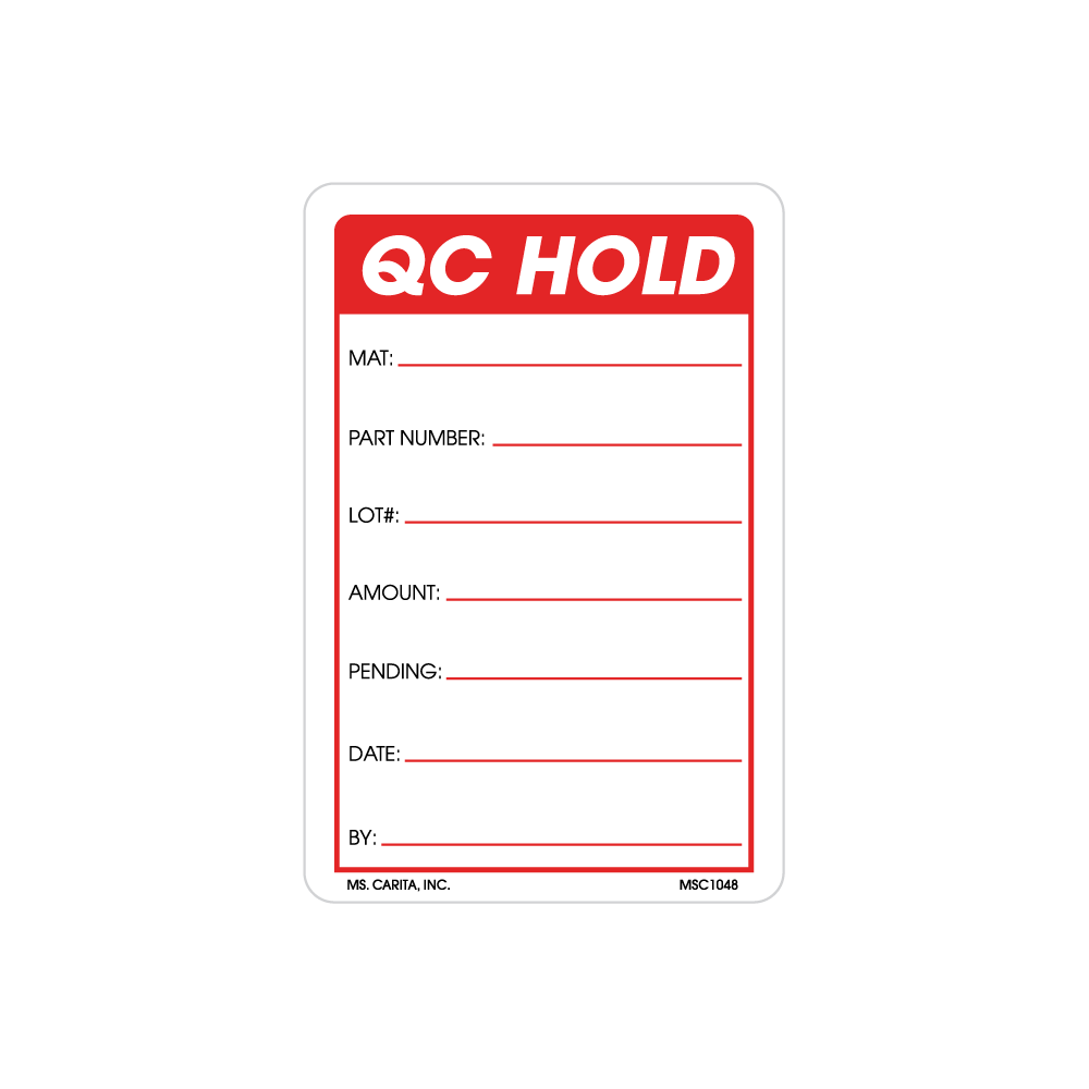 Red QC Hold Labels, 3 Inch x 2 Inch, 500 per Roll