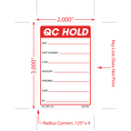 Red QC Hold Labels, 3 Inch x 2 Inch, 500 per Roll