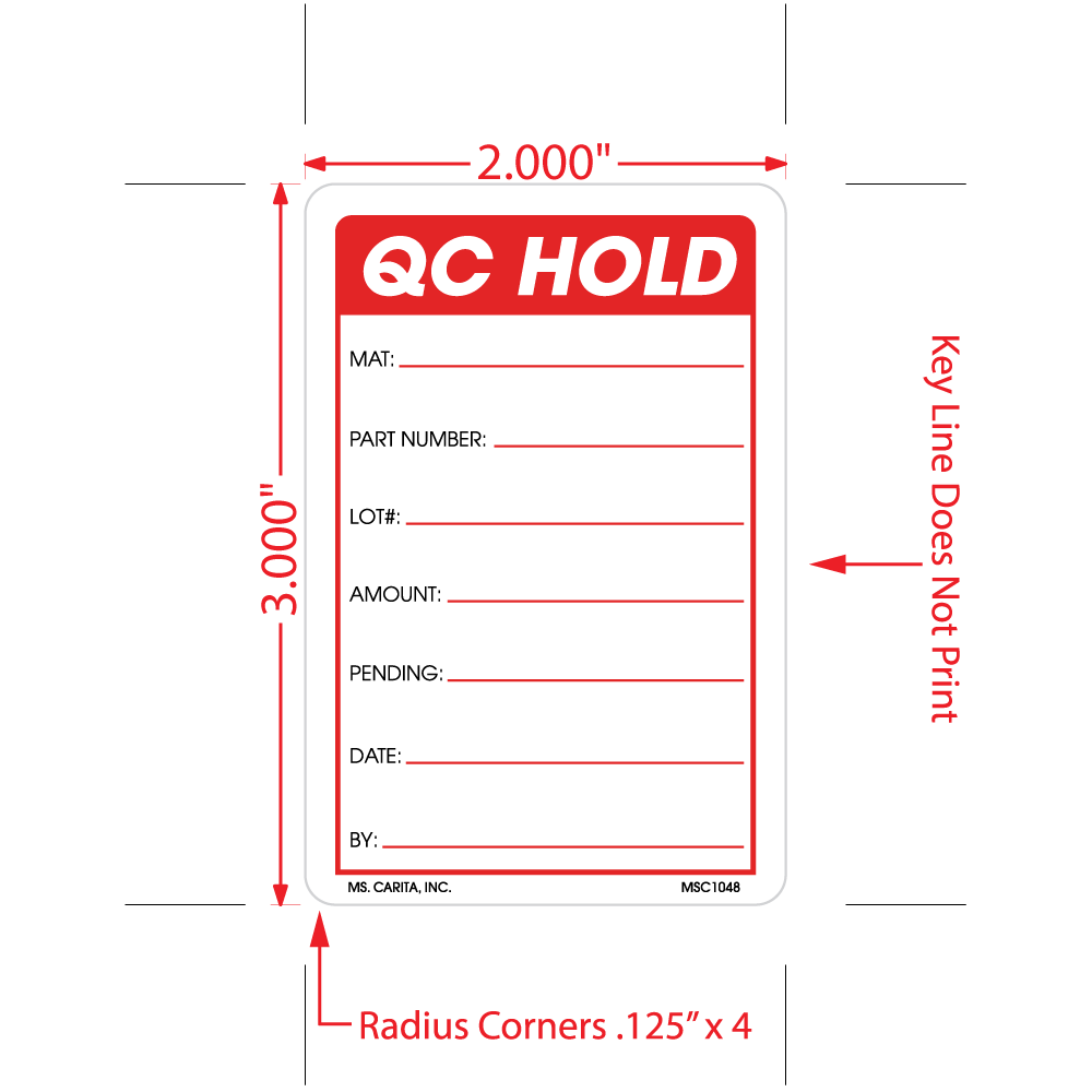 Red QC Hold Labels, 3 Inch x 2 Inch, 500 per Roll