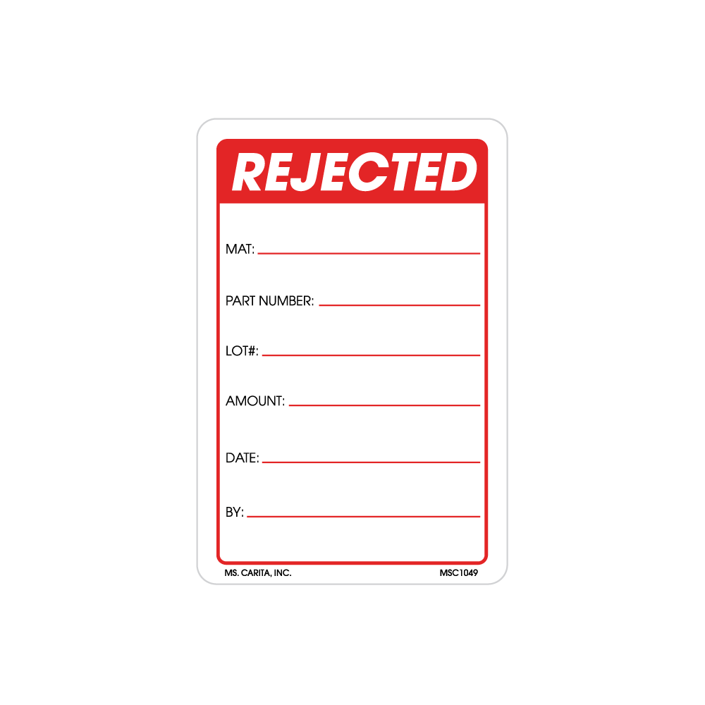 Reject Samples Label Rejected Labels, 3 Inch x 2 Inch, 500 per Roll – Ms. Carita