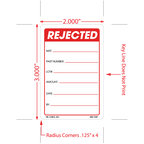 Rejected Labels, 3 Inch x 2 Inch, 500 per Roll