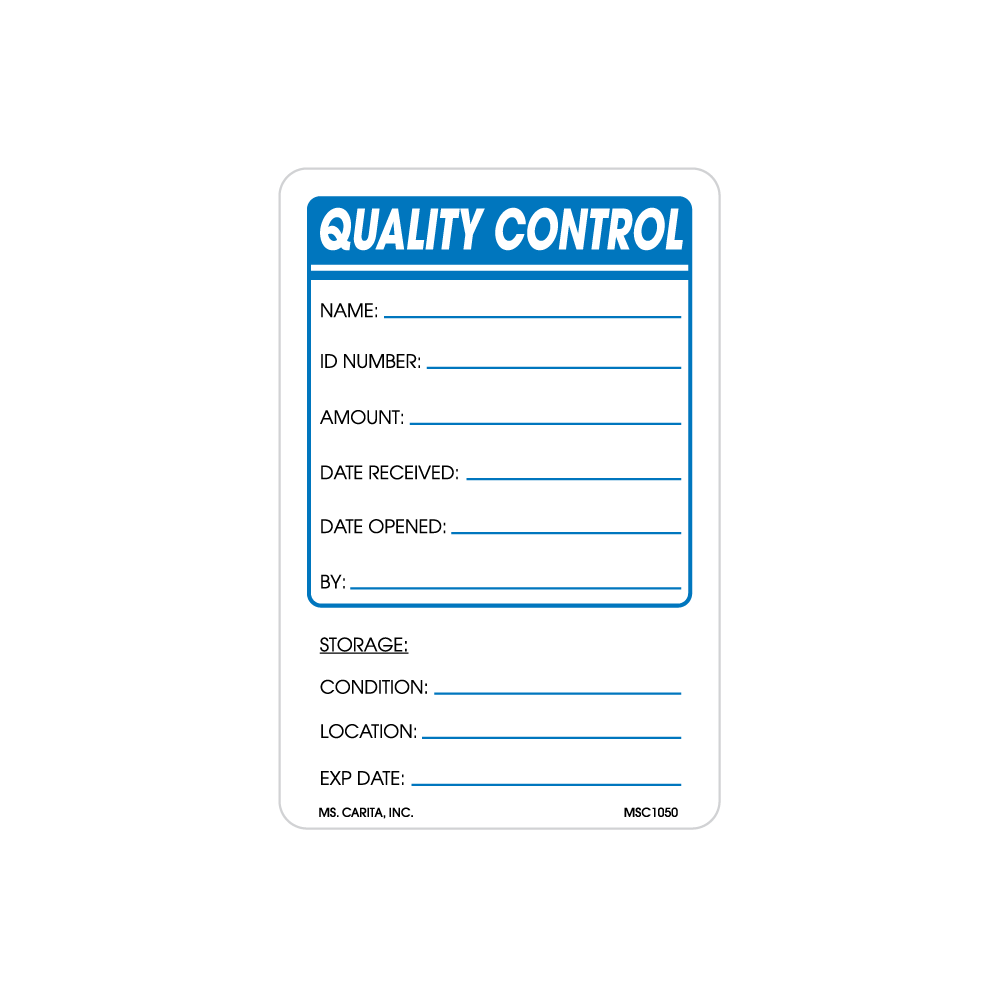 Quality Control Labels, 3 inch x 2 Inch, 500 per Roll