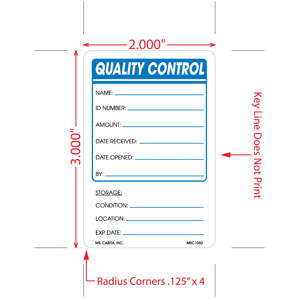 Quality Control Labels, 3 inch x 2 Inch, 500 per Roll