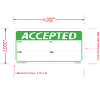 Green Accepted Labels, 2 Inch x 4 Inch, 500 per Roll