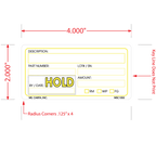 Yellow Hold Labels, 2 Inch x 4 Inch, 500 per Roll