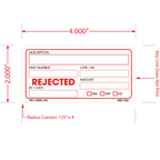 Rejected Labels, 2 Inch x 4 Inch, 500 per Roll