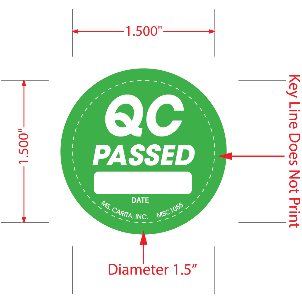 Round QC Passes Labels, 1.5 Inch, 1000 per Roll