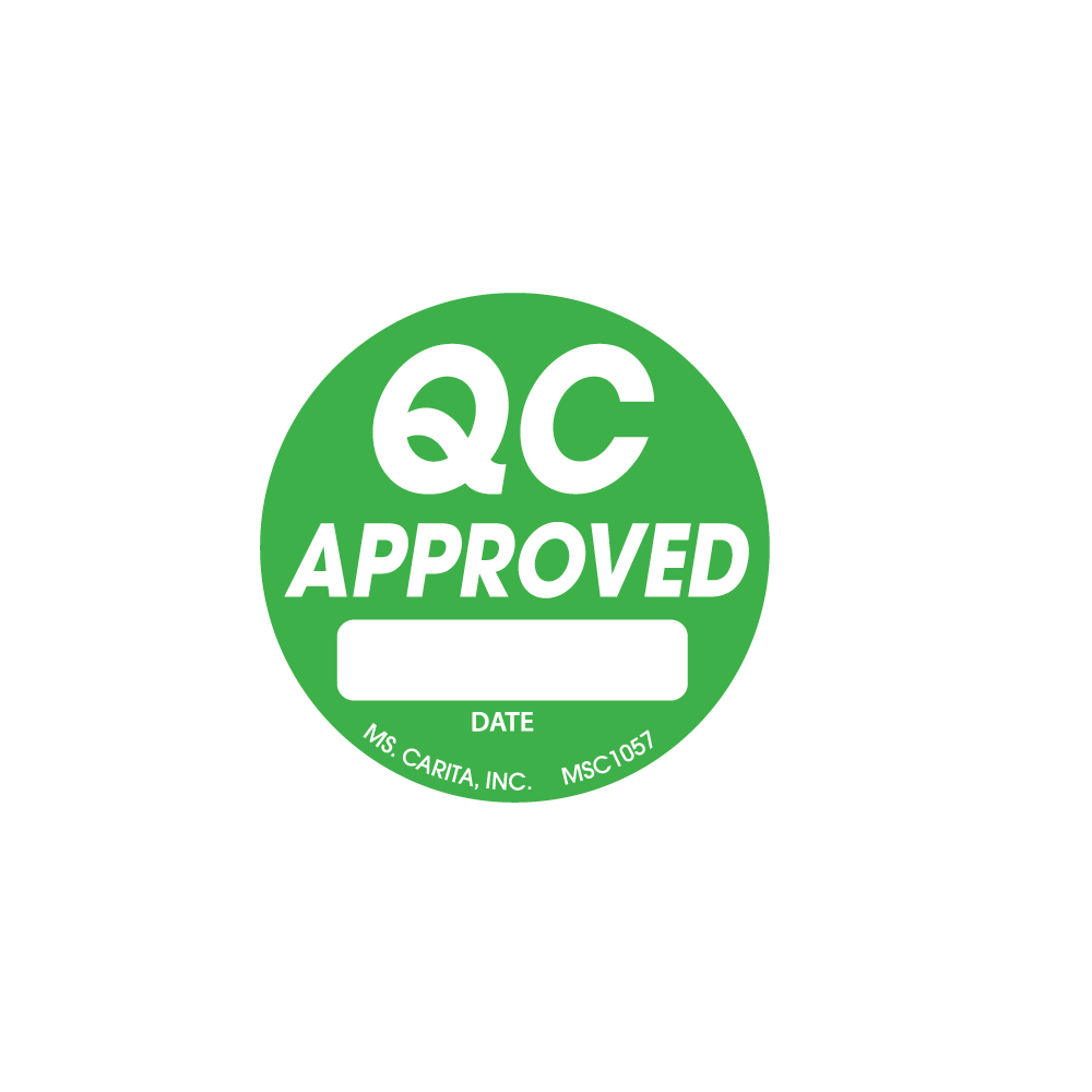 Round QC Approved Labels - 1.5 Inch Diameter, 1000 per Roll