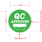 Round QC Approved Labels - 1.5 Inch Diameter, 1000 per Roll